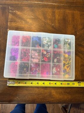 Mixed Sequin and Confetti in plastic Storage Box in excellent condition